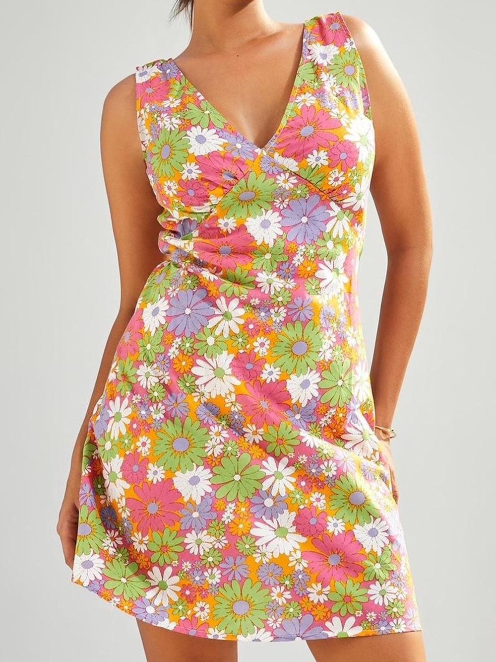 Peppermayo Floral Mini Dress Size 8 Lightweight V-Neck Summer Retro Y2K